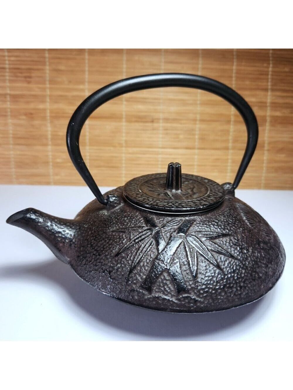 Japanese Cast Iron Teapot Three Friends of Winter Vintage Enamel Lined Infuser